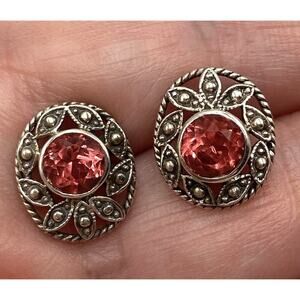 Nicky Butler Earrings Sterling Silver Pink Stone Iolite 2.92g